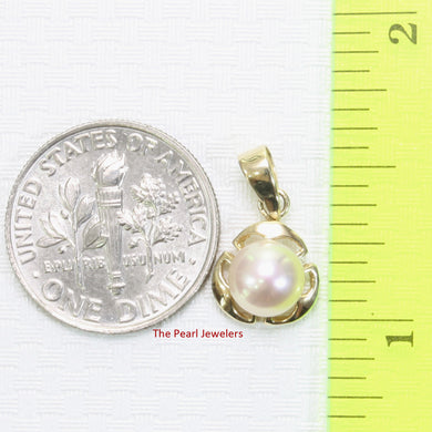 2099702 GENUINE PINK CULTURED PEARL 14K YELLOW GOLD CIRCLE 3 LEAF PENDANT