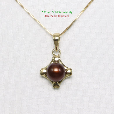 2099803 GENUINE CHOCOLATES CULTURED PEARL 14K GOLD LOVE HEARTS PENDANT