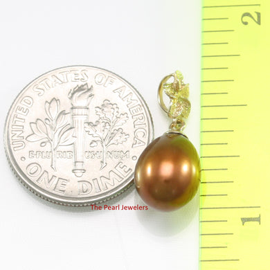 2099853 14K YELLOW GOLD HAWAIIAN PLUMERIA CHOCOLATE PEARL PENDANT