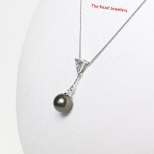 Load image into Gallery viewer, 2099866 AAA BLACK CULTURED PEARL 14K WHITE GOLD TRIANGLE BAIL DANGLING PENDANT