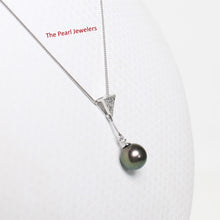 Load image into Gallery viewer, 2099866 AAA BLACK CULTURED PEARL 14K WHITE GOLD TRIANGLE BAIL DANGLING PENDANT