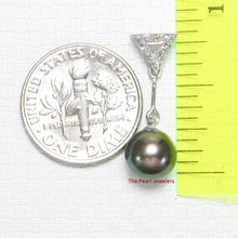 Load image into Gallery viewer, 2099866 AAA BLACK CULTURED PEARL 14K WHITE GOLD TRIANGLE BAIL DANGLING PENDANT