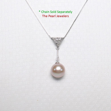 2099867 AAA PINK CULTURED PEARL 14K WHITE GOLD TRIANGLE BAIL DANGLING PENDANT