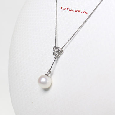 2099925 AAA WHITE CULTURED PEARL 14K WHITE GOLD HEARTS BAIL DANGLING PENDANT