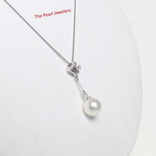 Load image into Gallery viewer, 2099935 AAA WHITE CULTURED PEARL 14K WHITE GOLD SHELL BAIL DANGLING PENDANT