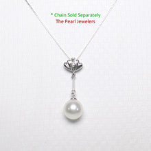 Load image into Gallery viewer, 2099935 AAA WHITE CULTURED PEARL 14K WHITE GOLD SHELL BAIL DANGLING PENDANT