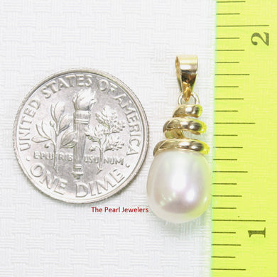 2099982 GENUINE PINK CULTURED PEARL 14K GOLD CONE SHAPED BAIL PENDANT