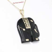 Load image into Gallery viewer, 2100031-14k-Gold-Hand-Carved-Popular-Elephant-Black-Onyx-Pendant-Necklace