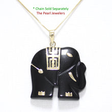 Load image into Gallery viewer, 2100031-14k-Gold-Hand-Carved-Popular-Elephant-Black-Onyx-Pendant-Necklace
