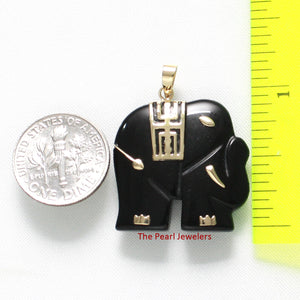 2100031-Hand-Carved-Popular-Elephant-Black-Onyx-14k-Solid-Yellow-Gold-Pendant