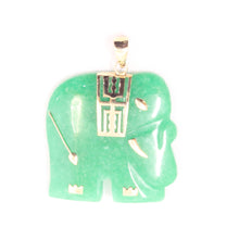 Load image into Gallery viewer, 2100033-14k-Solid-Yellow-Gold-Hand-Carved-Elephant-Green-Jade-Pendant-Necklace