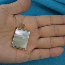 Load image into Gallery viewer, 2100040-Greek-Key-14k-Gold-30mm-White-Mother-of-Pearl-Board-Pendant