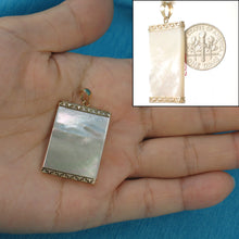 Load image into Gallery viewer, 2100040-Greek-Key-14k-Gold-30mm-White-Mother-of-Pearl-Board-Pendant