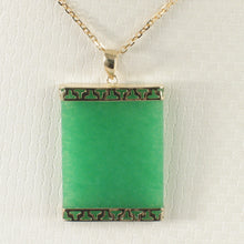 Load image into Gallery viewer, 2100043-Greek-Key-14k-Yellow-Gold-Green-Jade-Board-Pendant-Necklace