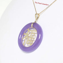 Load image into Gallery viewer, 2100072-14k-Gold-Lavender-Jade-30mm-Good-Luck-Pendant-Necklace