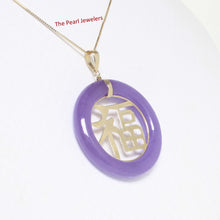 Load image into Gallery viewer, 2100072-14k-Gold-Lavender-Jade-30mm-Good-Luck-Pendant-Necklace