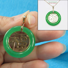 Load image into Gallery viewer, 2100073-14k-Gold-Green-Jade-30mm-Round-Donut-JOY-Pendant-Necklace