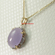 Load image into Gallery viewer, 2100102-Diamond-Lavender-Jade-14k-Yellow-Solid-Gold-Pendant-Necklace