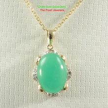 Load image into Gallery viewer, 2100103-14k-Solid-Gold-Diamond-Cabochons-Green-Jade-Pendant-Necklace