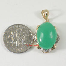 Load image into Gallery viewer, 2100103-14k-Solid-Gold-Diamond-Cabochons-Green-Jade-Pendant-Necklace