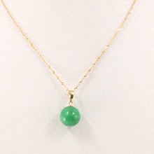 Load image into Gallery viewer, 2100113-14k-Solid-Yellow-Gold-Round-Green-Jade-Pendant