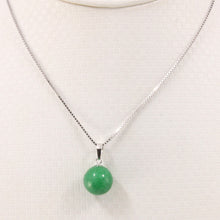 Load image into Gallery viewer, 2100118-14k-Solid-White-Gold-Round-Green-Jade-Pendant