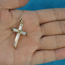 Load image into Gallery viewer, 2100190-14k-Gold-Hand-Crafted-Popular-Cross-Mother-of-Pearl-Pendant-Necklace