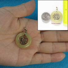 Load image into Gallery viewer, 2100245-14k-Gold-JOY-Yellow-Jade-Circle-Donut-Good-Luck-Pendant-Necklace