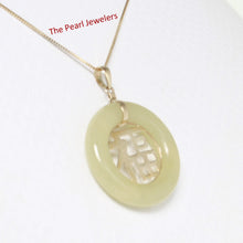 Load image into Gallery viewer, 2100245-14k-Gold-JOY-Yellow-Jade-Circle-Donut-Good-Luck-Pendant-Necklace