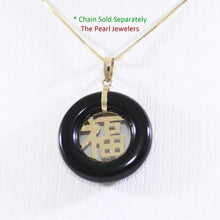 Load image into Gallery viewer, 2100251-Beautiful-Donut-Black-Onyx-GOOD LUCK-14k-Gold-Charm-Necklace