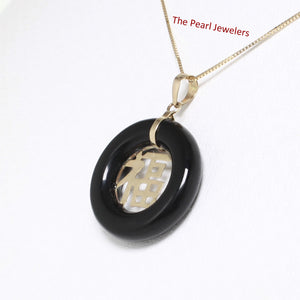 2100251-Beautiful-Donut-Black-Onyx-GOOD LUCK-14k-Gold-Charm-Necklace