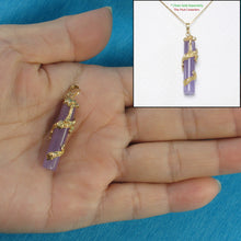 Load image into Gallery viewer, 2100272-Lavender-Jade-14k-Gold-Dragon-Totem-Column-Pendant-Necklace