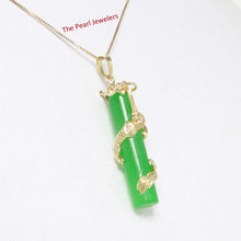 Load image into Gallery viewer, 2100273-Green-Jade-14k-Gold-Dragon-Totem-Column-Pendant-Necklace