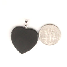 Load image into Gallery viewer, 2100316-Beautify-14k-White-Gold-Bale-22mm-Flat-Plane-Love-Heart-Black-Onyx-Pendant