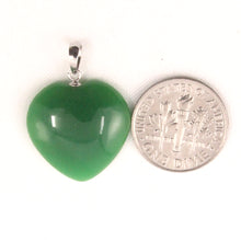 Load image into Gallery viewer, 2100318-Beautify-14k-White-Gold-Bale-Cabochon-Love &amp; Heart-Green-Jade-Pendant