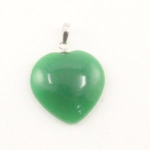 2100318-Beautify-14k-White-Gold-Bale-Cabochon-Love & Heart-Green-Jade-Pendant