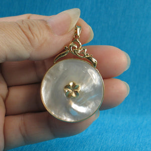 2100320-14k-Gold-Hawaiian-Plumeria-Flower-Disc-Mother-of-Pearl-Pendant-Necklace