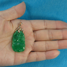 Load image into Gallery viewer, 2100332-Beautiful-Both-Sides-Carving-Green-Jade-Pendant-14kt-Gold