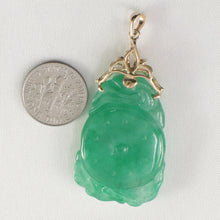 Load image into Gallery viewer, 2100335-Beautiful-Hand-Carving-Both-Sides-Green-Jade-14k-Gold-Pendant