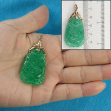 Load image into Gallery viewer, 2100335-Beautiful-Hand-Carving-Both-Sides-Green-Jade-14k-Gold-Pendant