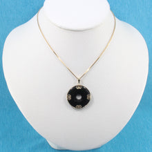 Load image into Gallery viewer, 2100401-14k-Gold-Butterflies-Disc-Black-Onyx-Pendant-Necklace