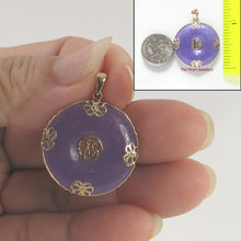 Load image into Gallery viewer, 2100402-14k-Gold-Joy-Butterflies-Disc-Lavender-Jade-Pendant-Necklace