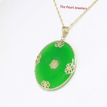 Load image into Gallery viewer, 2100403-14k-Gold-Joy-Butterflies-Disc-Green-Jade-Pendant-Necklace