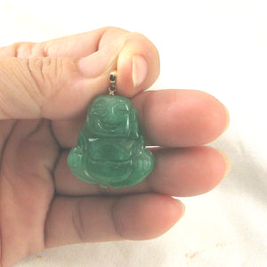 2100443-Hand-Carving-2-Sides-Happy-Buddha-Green-Jade-14k-Pendant-Necklace