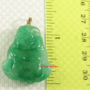 2100443-Hand-Carving-2-Sides-Happy-Buddha-Green-Jade-14k-Pendant-Necklace