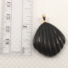 Load image into Gallery viewer, 2100541-14k-Gold-Hand-Carved-Shell-Black-Onyx-Pendant-Necklace