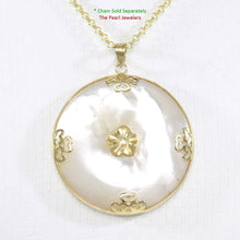 Load image into Gallery viewer, 2100570-14k-YG-Hawaiian-Plumeria-35mm-Disc-Mother-of-Pearl-Pendant-Necklace