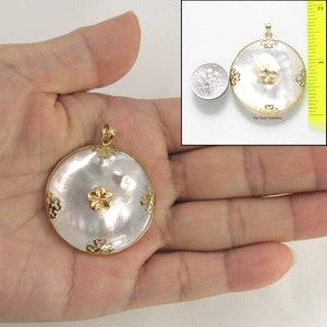 2100570-14k-YG-Hawaiian-Plumeria-35mm-Disc-Mother-of-Pearl-Pendant-Necklace