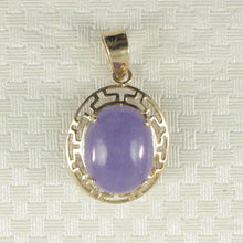 Load image into Gallery viewer, 2100632-Greek-key-14k-Yellow-Gold-Cabochon-Lavender-Jade-Pendant-Necklace
