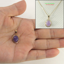 Load image into Gallery viewer, 2100632-Greek-key-14k-Yellow-Gold-Cabochon-Lavender-Jade-Pendant-Necklace